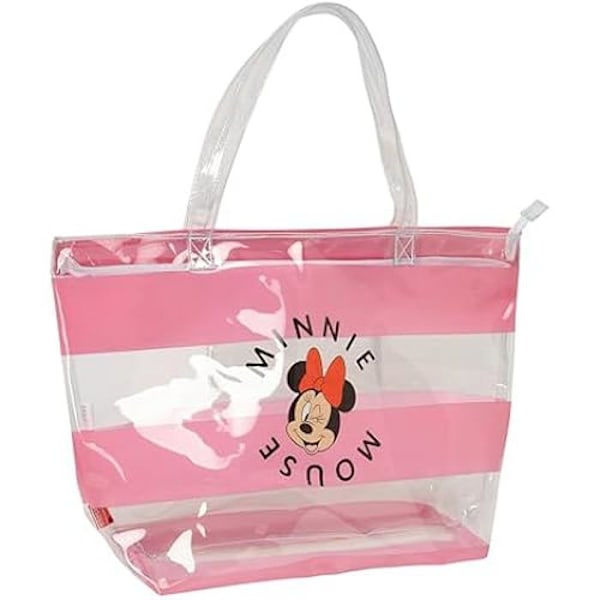 Indkøbstaske - SAFTA - Minnie Mouse - Komfortabel - Alsidig - 54 x 17 x 35 cm - Pink/gennemsigtig