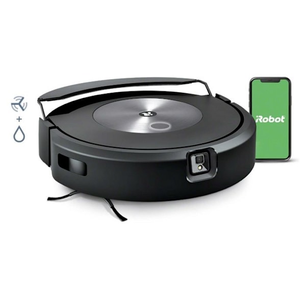 Robotstøvsuger - IROBOT - Roomba Combo J7 - Støvsuger og vasker - Ubegrænset driftstid - Kapacitet 0,4L Sort, Rustfrit stål