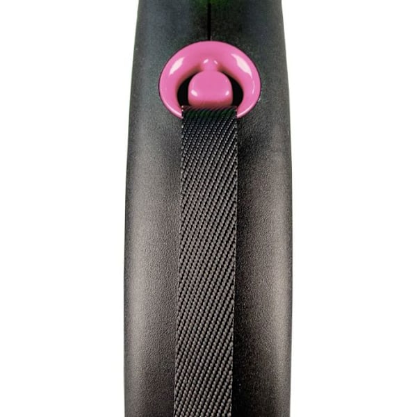 Koiran kela - FLEXI - Musta/Ruusu - Mukava jarrutusjärjestelmä ja kestävä solki Svart/rosa
