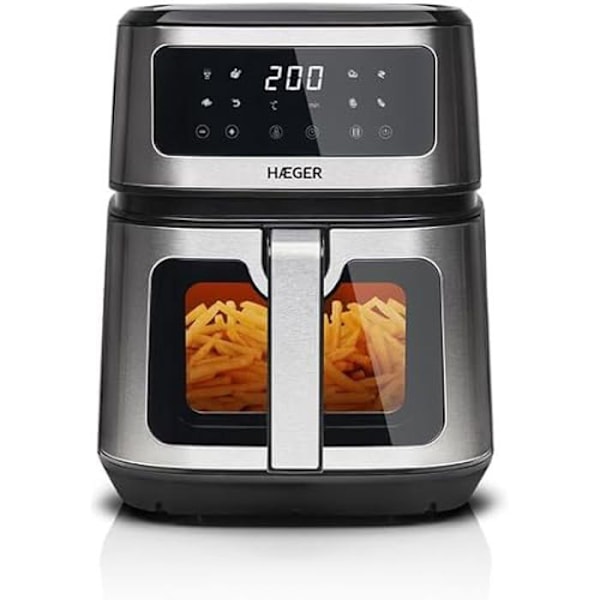 Oliefri frituregryde - HAEGER - Cook Mate - Kapacitet 5L - Variabel temperatur - 3 års garanti Sort, Rustfrit stål
