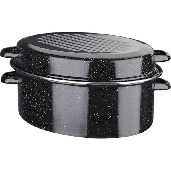 Emaljerad stålgryta - GSW - Daubière Email - 32 cm - Oval - Induktion Svart botten svart
