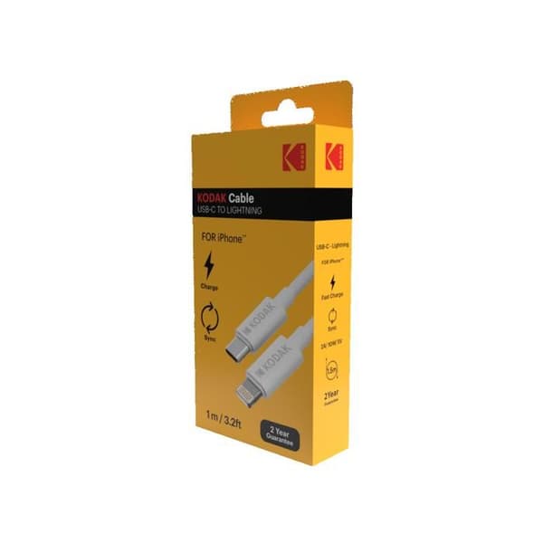 USB-kabel - KODAK - Hvid - USB-C til Lightning - Dataoverførsel - Hurtigopladning