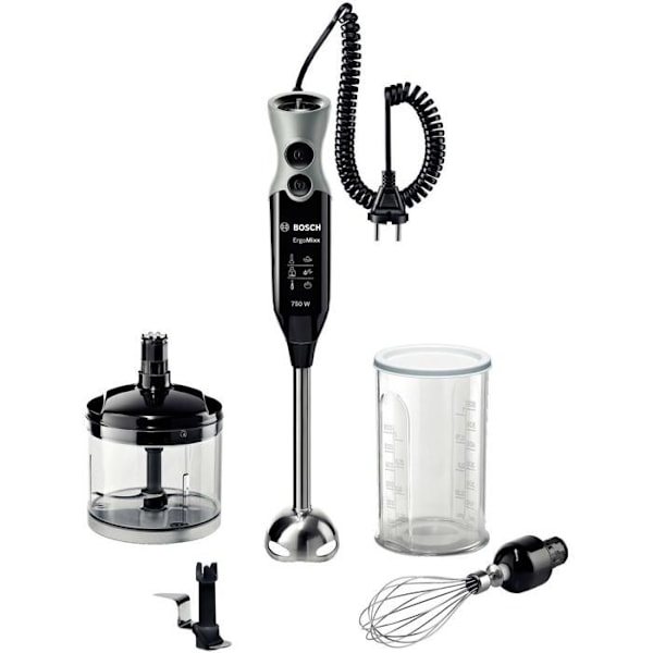 Mixér med stav Bosch MSM67170 - Sort - 750W - Klinge til isknusning - Aftagelig fod i rustfrit stål