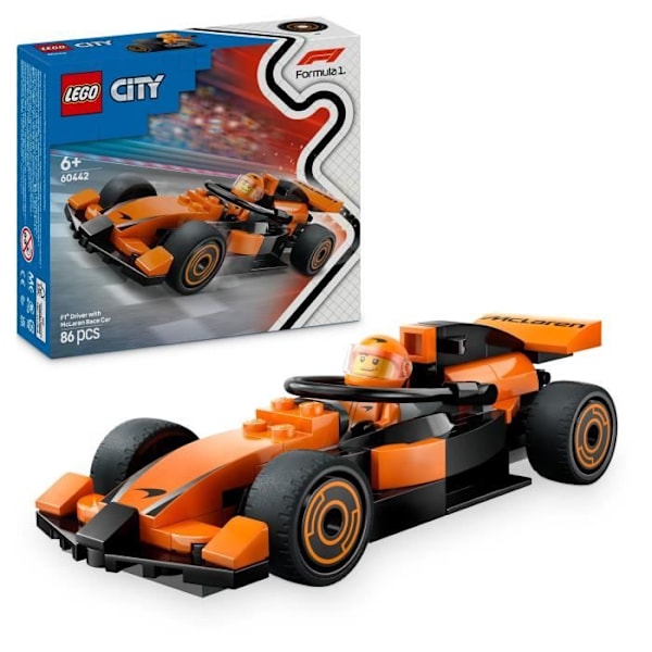 LEGO City 60442 McLaren racingbil med F1-förare - leksak för pojkar från 6 år och uppåt Svart, Orange