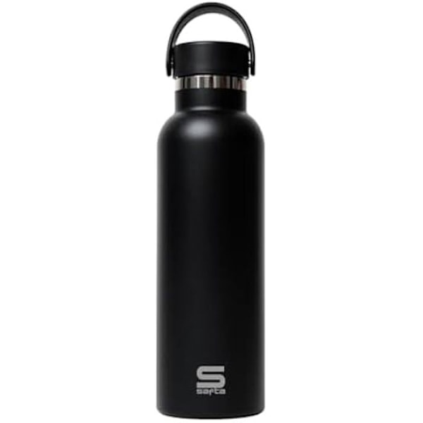 Isoleret flaske - Safta - 600 ml - Rustfrit stål - Dobbelt isolering - 12 timer varmt, 24 timer koldt Svart