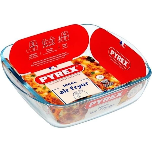 Plat air fryer - PYREX - 1450142 - Fyrkantig - I borosilikatglas - 25 x 22 cm TRANSPARENT