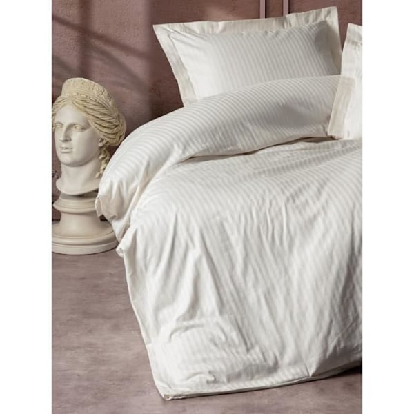 Sängkläder - 1 påslakan 220 x 240 cm + 2 örngott 60 x 60 cm - Satin 100% bomull - Ecru Ecru