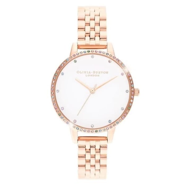 Ure - Olivia Burton - OB16RB21 - Læder og Rustfrit Stål - 34 mm - Kvarts Regnbåge