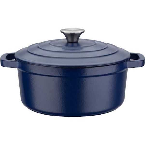 Marmite fondant massiv - GSW - BLÅ MAGI - 24 cm - Rund - Induktion - Blå Blå Indre Hvid