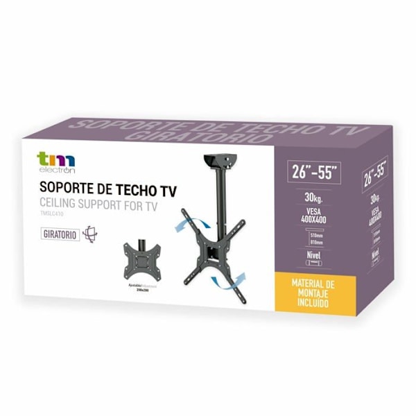 Tm elektron - TMSLC410 - Universal Loftsmontering til skærme fra 26" til 55" (Udvidelig og Roterbar) Sort