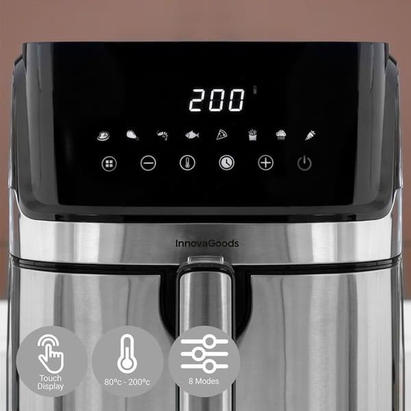 Luftfriter - InnovaGoods - 5,5L - Moderne design - Variabel temperatur - 100 opskrifter Sort