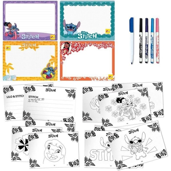 Piirustussarja - LISCIANIGIOCHI - STITCH - Tuoksuvat tussit - Värikynät, tarrat Flerfärgad