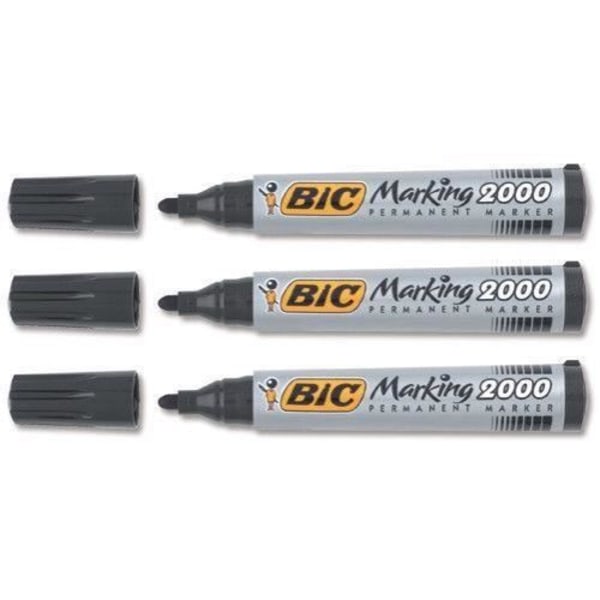 BIC-produkter 12 Permanente markører med kuglespidser Svart