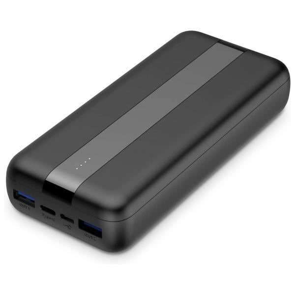 KONTAKT LCBA20000U02 svart powerbank 20 000 mAh med USB-A och USB-C snabbladdning vid 10,5 W, anslutningar: 2xUSB-A, USB-C och Svart