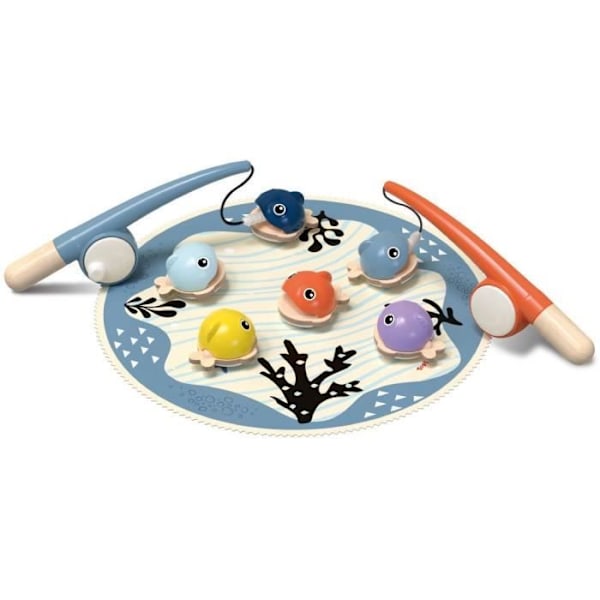 Fang fiskene, læringsleg, 6 magnetiske fisk, 2 fiskestænger, stofmåtte, til børn fra 2 år, TOP BRIGHT Flerfärgad