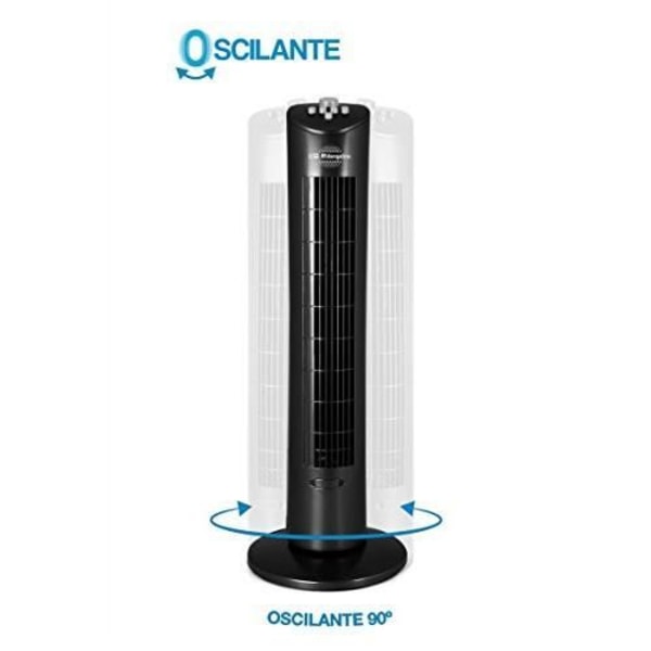 Tårnventilator - Orbegozo - TW 0800 - 79 cm - Oscillation - Moderne sort design sort