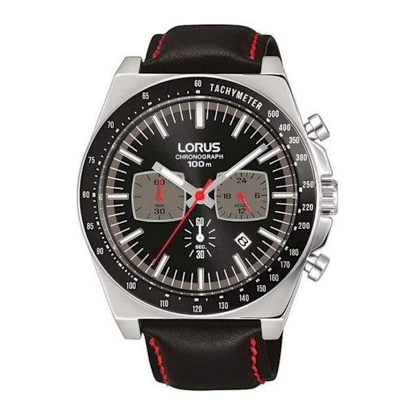 Herrklocka - LORUS - SPORT RT359GX9 - Kvarts - Analog - Svart läder Svart grå