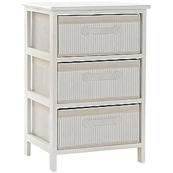 Kommode - DKD HOME DECOR - Standard - Paulownia-træ og bambus - 32x42x63 cm - Hvid Vit