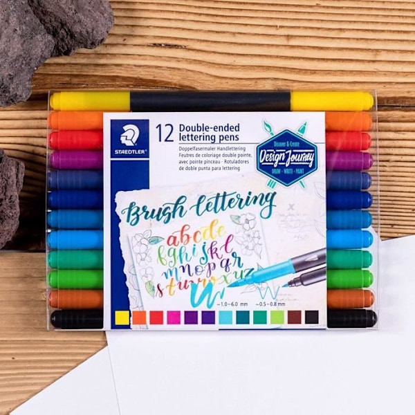 Värikynät - STAEDTLER - Brush Letter Duo - 12 kynää - Sivellinpiste 1-6 mm - Sekoitus