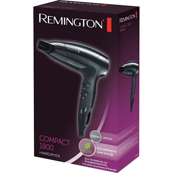 Kompakti hiustenkuivain - REMINGTON - D5000 - 2000 W - 2 nopeutta - Musta Svart