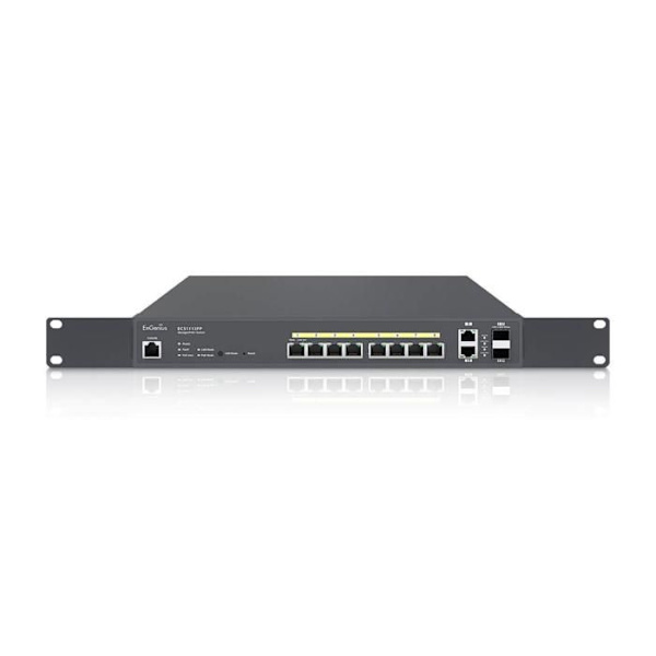 Gigabit PoE-switch - ENGENIUS - ECS1112FP - 8 portar - 130 W - Funktioner av företagsklass Svart