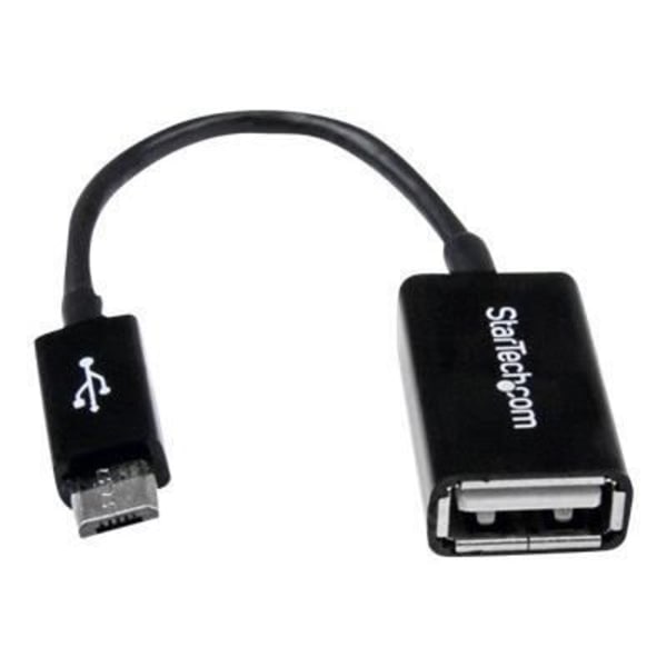 12 cm Micro USB til USB Host OTG Adapter Kabel - 12 cm Micro USB til USB Host OTG Adapter - M/F - Sort - UUSBOTG