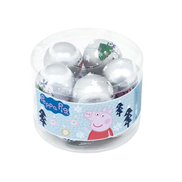 Julgranskulor - EONE-Peppa Pig - Set om 10 - Diameter 6cm - Plast - Snöeffekt