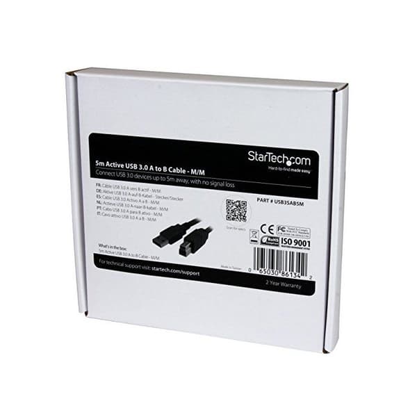 STARTECH aktiivinen USB 3.0 -kaapeli - USB-A - USB-B - 5m - Suojaus - Nikkelipinnoitettu liitin