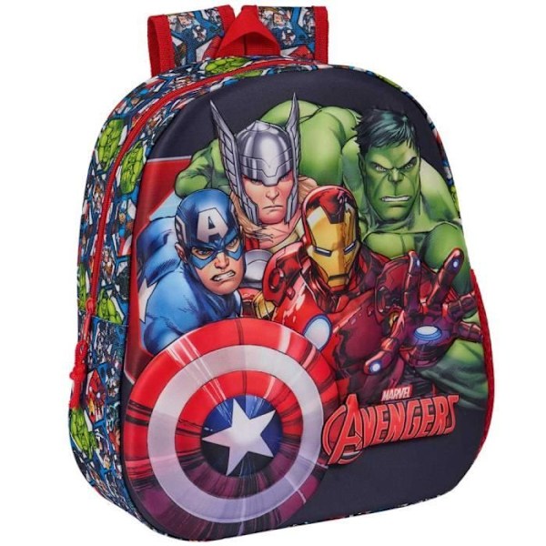 Rygsæk - AVENGERS - 3D Børnehave - 33 CM - Rød - Lynlås - Justerbare stropper Röd