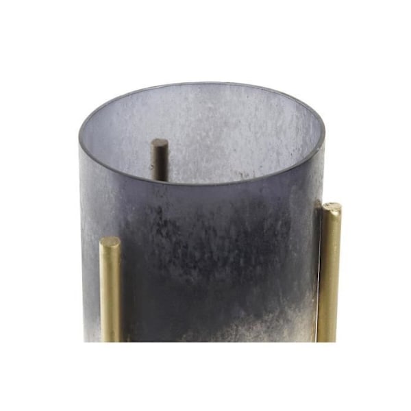 ljusstake 10 x 10 x 23 cm guldglas tvåfärgad metall