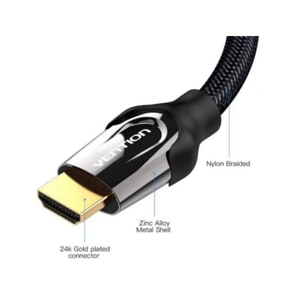HDMI 4K Kabel - VENTION - VAA-B05-B1500 - 15m - Nylon Vævet - Han-Han Sort