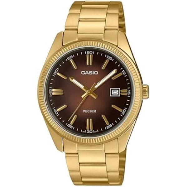 Ur - CASIO - MTP-1302PGC-5AVEF - Analog - Stål - Vandtæthed 3 ATM Guld, svart