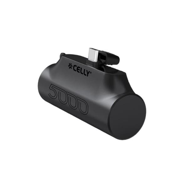 Powerbank - CELLY - PBC5000BK - Sort - 5000 mAh - Batteri Multifarvet