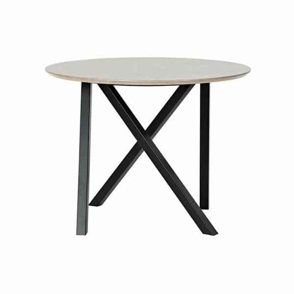 sidebord sort metal lysebrunt træ (65 x 65 x 49,5 cm)