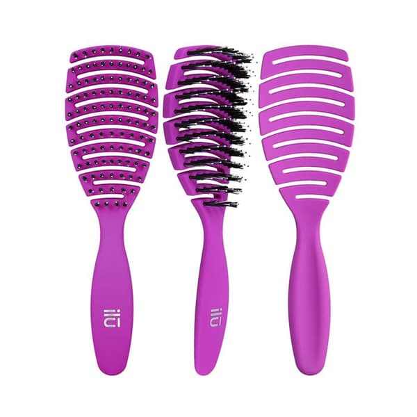Ferskebørste - ILŪ - Let afviklingshårbørste - Lilla - Fleksibelt design - Vegetanske hårstrå Violet