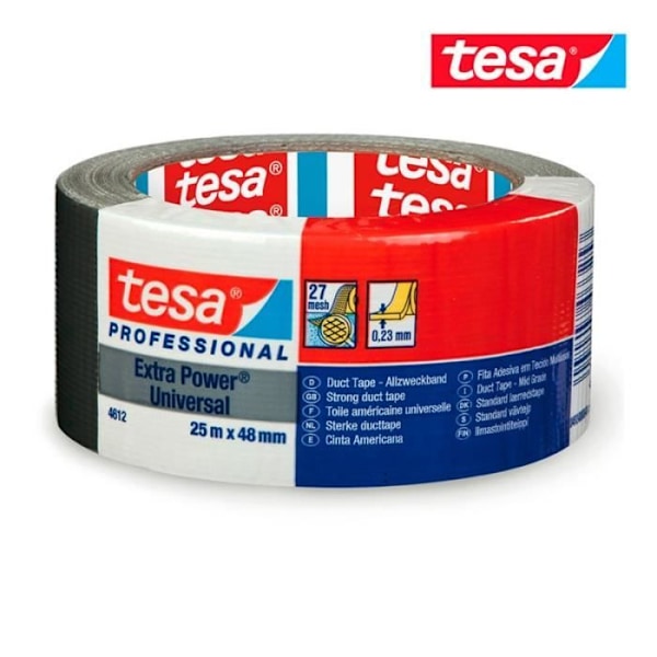 Tape - Tesa - 4612 - Sort - 25m x 48mm - Multifunktionel Svart