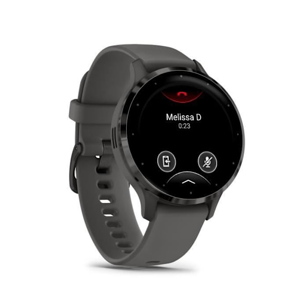 Yhdistetty GPS-kello - GARMIN - Venu 3S - 30,4 mm (1,2") - Harmaa teräs, tummanharmaa kotelo ja tummanharmaa silikoniranneke Mörkgrå