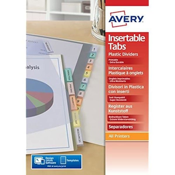 Flikavdelare - Avery - 05614501 - Polypropen - A4 - 12 nycklar - Vit Vit