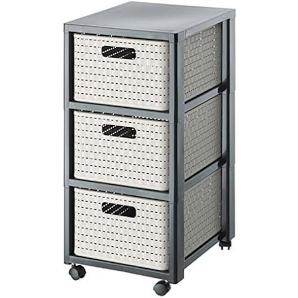 Container med hjul - ROTHO - Country - 3 skuffer - BPA-fri plastik - Cappuccino Cappuccino