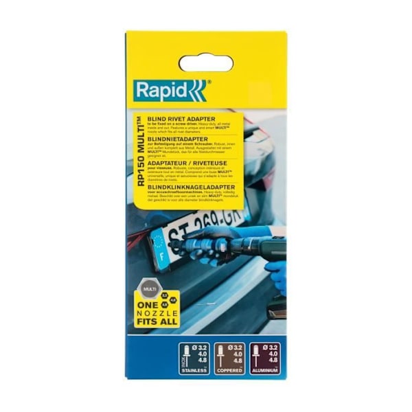 Adaptør til nitter - RAPID - RP150 MULTI - Alu og ss til skruemaskine - Boks BLÅ