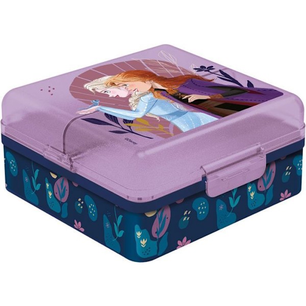 Vognbærer Tataway Plastisk Sandwichkasse Disney Frozen Elsa Anna Violette til Piger med Flere Rum Violett