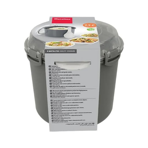 Riisikeitin - Metaltex - Mikroaaltouuni - 2,2L - Harmaa - Nopea kypsennys