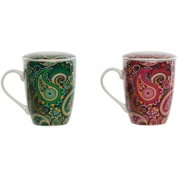 Kopp med filter för infusioner - HOME ESPRIT - Set med 2 - Flerfärgad - 340 ml - Modern Flerfärgad