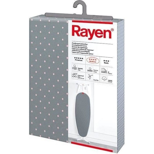 Strygebræddeovertræk - 130 x 45 cm - grå med prikker Grå prickig