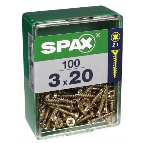 Vis - SPAX - Fased hoved - Stål - Diam.3 mm - L.20 mm - Partiti på 100