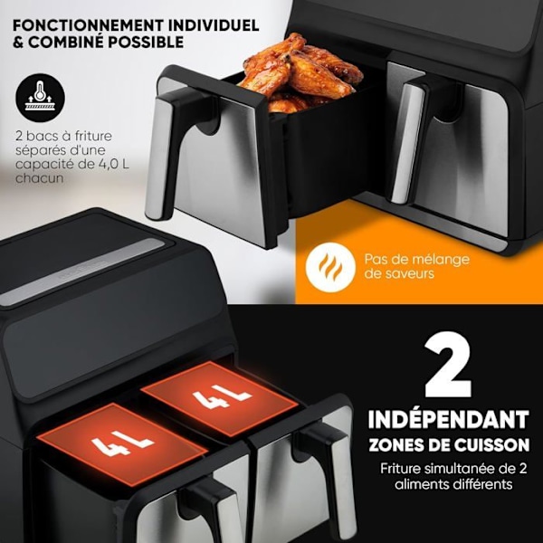 Dobbelt luftfrituregryde 2200W 8 liter (2x4 L) PROFICOOK