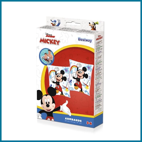 Svømmearmbånd - BESTWAY - Mickey Mouse - Multifarvet - Slidstærk vinyl - 2 luftkamre Flerfärgad
