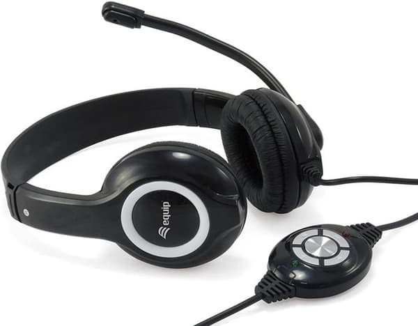 USB headset - EQUIP - HEADSET+MIC - Sort - 2 meter - Telefoni og videokonferencer
