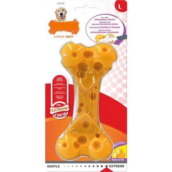 Nylabone 491625 - KVM SWITCH - Chew-leksak med ostsmak för stora hundar upp till 23 kg