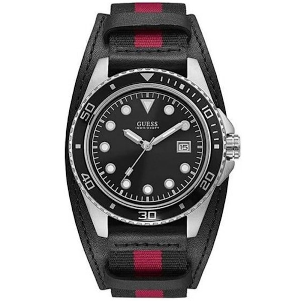 Ur - GUESS - W1051G1 - Tofarvet læder - 44 mm - Quartz - Sort skive Svart, tvåfärgad